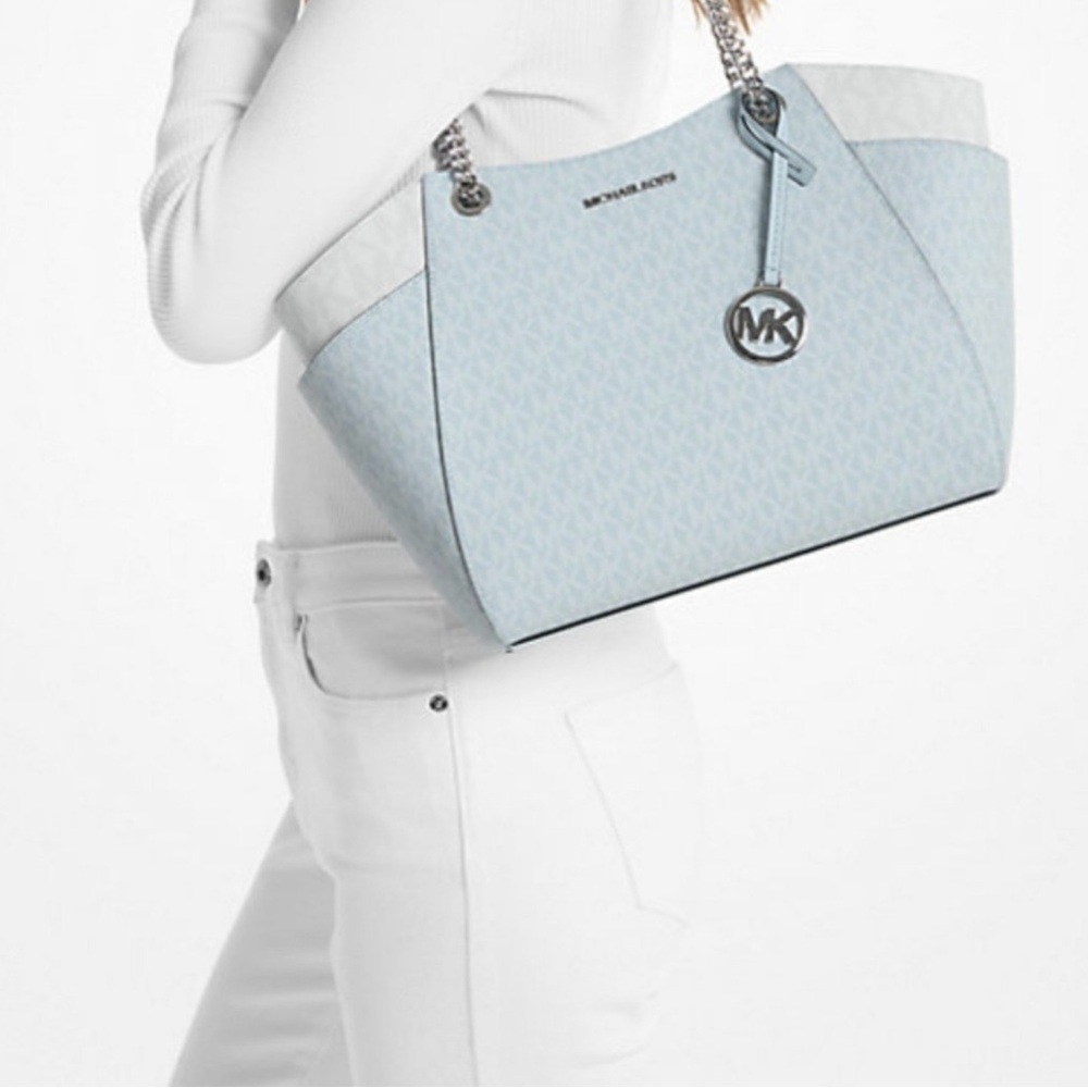 Michael Kors Jet Set Large Two Tone Signature Logo Shoulder Bag